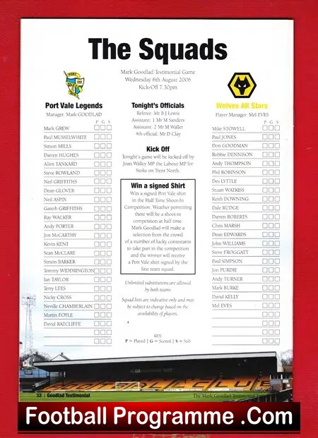 Mark Goodlad Testimonial Benefit Match Port Vale 2008 Signed - Image 3