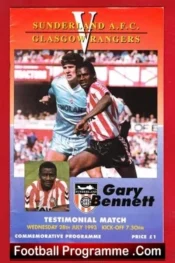 Gary Bennett Testimonial Benefit Match Sunderland 1993 – Signed