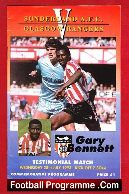 Gary Bennett Testimonial Benefit Match Sunderland 1993 - Signed - Image 2