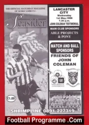 John Coleman Testimonial Benefit Match Morecambe 1996 Signed
