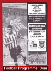 John Coleman Testimonial Benefit Match Morecambe 1996 Signed