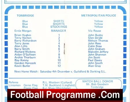 Tonbridge v Metropolitan Police 1976 - The Met Police London - Image 3