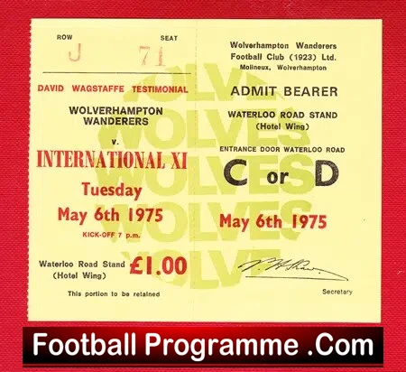 Wolves Wolverhampton David Wagstaff Testimonial 1975 - Ticket - Image 2