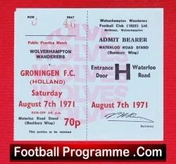 Wolves Wolverhampton v Groningen 1971 - Ticket Practice Match