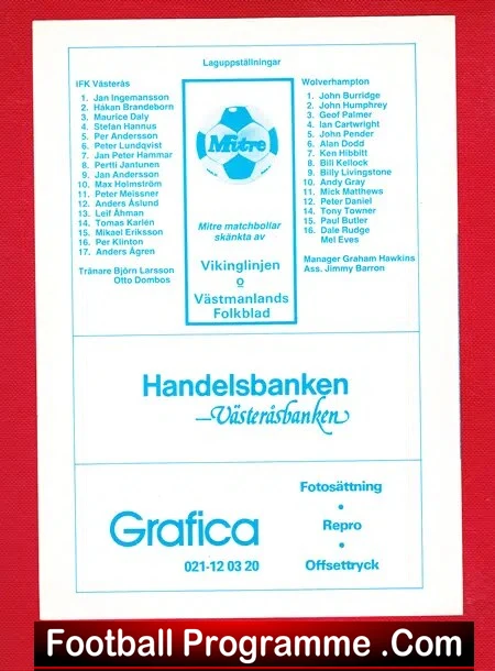 IFK Vasteras v Wolves 1983 - Friendly Match Sweden - Image 3