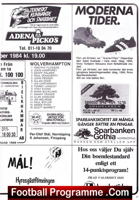 IFK Norrkoping v Wolves 1984 - Friendly Match Sweden - Image 3