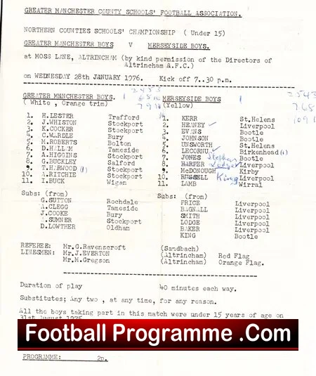 Manchester Boys v Merseyside Boys 1976 - Schoolboys Altrincham - Image 2