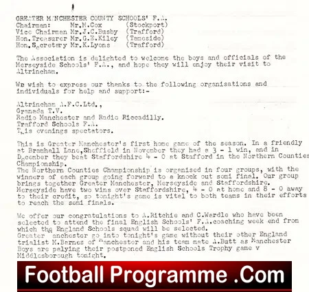 Manchester Boys v Merseyside Boys 1976 - Schoolboys Altrincham - Image 3