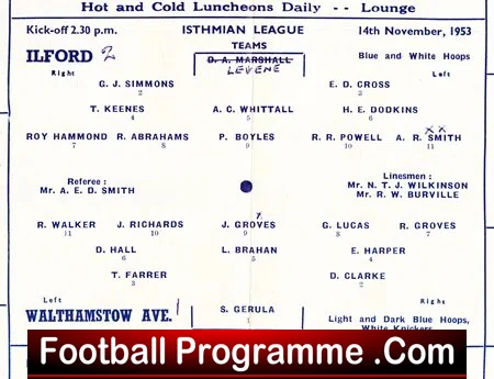Ilford v Walthamstow Avenue 1953 - Isthmian League - Image 3