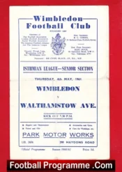 Wimbledon v Walthamstow Avenue 1961 – Senior Section