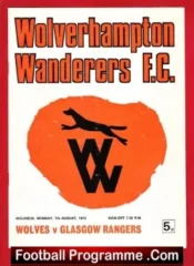 Wolves Wolverhampton v Glasgow Rangers 1972