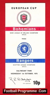 Bohemian v Glasgow Rangers 1975 – European Cup Ireland