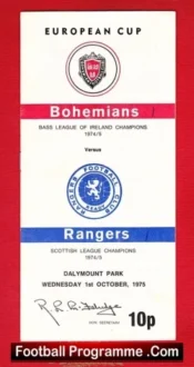 Bohemian v Glasgow Rangers 1975 – European Cup Ireland