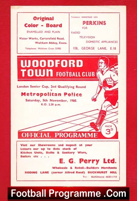 Woodford Town v Metropolitan Police 1960 - London Met Police - Image 2
