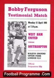 Bobby Ferguson Testimonial Benefit Match West Ham United 1981