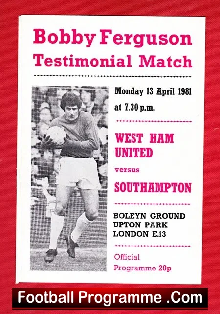 Bobby Ferguson Testimonial Benefit Match West Ham United 1981 - Image 2