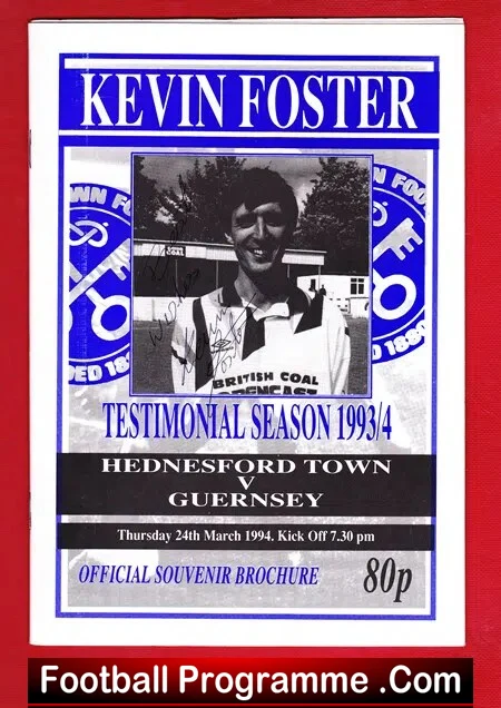 Kevin Foster Testimonial Benefit Hednesford Town 1994 - Signed - Image 2