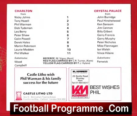 Phil Warman Testimonial Benefit Charlton Athletic 1980 Signed - Image 3