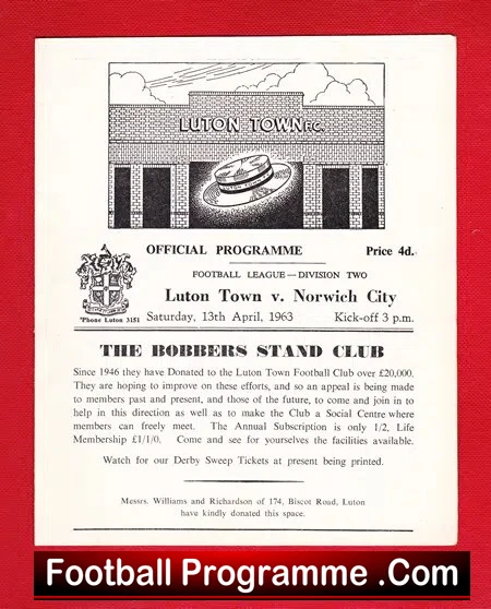 Luton Town v Norwich City 1963 - Image 2