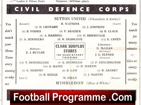 Sutton United v Wimbledon 1961 - Senior Cup Semi Final - Tooting - Image 3