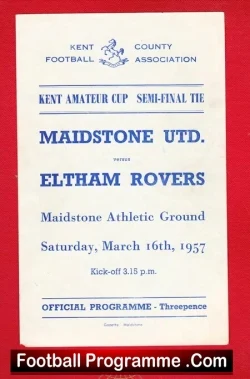 Maidstone United v Eltham Rovers 1957 - Kent County Semi Final