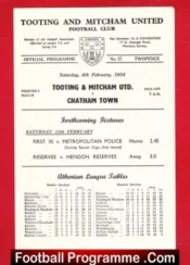 Tooting Mitcham v Chatham Town 1954 – Friendly Match