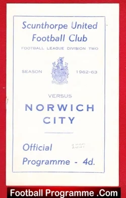 Scunthorpe United v Norwich City 1963 - football programme
