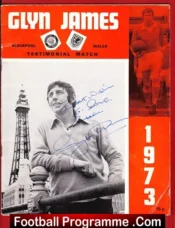 Glynn James Testimonial Benefit Match Blackpool 1973 Signed