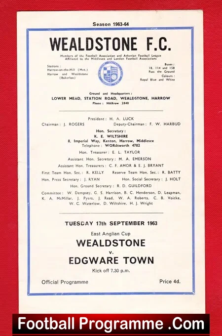 Wealdstone v Edgware Town 1963 - Image 2