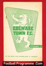 Edgware Town v Cydch United 1956 – Friendly Match