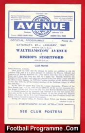 Walthamstow Avenue v Bishops Stortford 1961 Old football Programmes