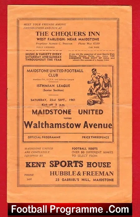 Maidstone United v Walthamstow Avenue 1961 - Signed - Image 2