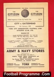 York City v Gateshead 1949 – 1940s Football Programme