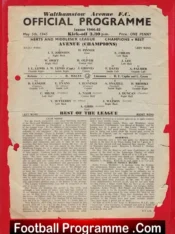 Walthamstow Avenue v Rest Of The League 1945 – War Time – Rare