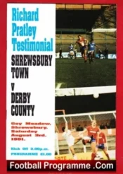 Richard Pratley Testimonial Benefit Match Shrewsbury 1991 Signed