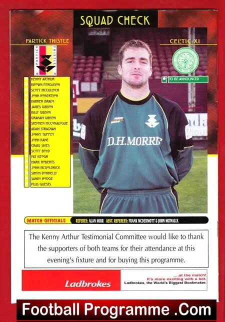 Kenny Arthurs Testimonial Benefit Match Partick Thistle - Signed - Image 3