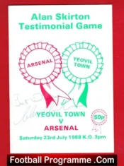 Alan Skirton Testimonial Benefit Game Yeovil Town 1988 Signed