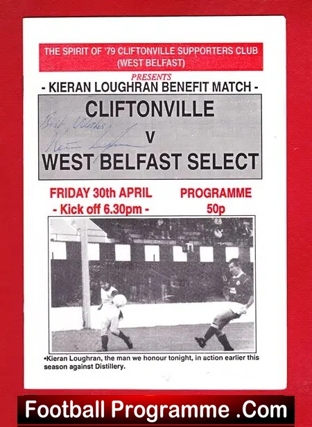 Kieran Loughran Testimonial Benefit Match Cliftonville Signed - Image 2