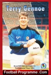 Terry Gennoe Testimonial Benefit Match Blackburn R 1992 Signed