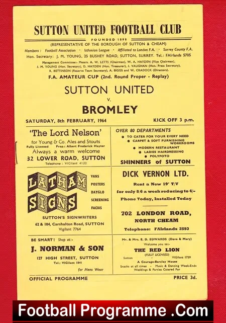 Sutton United v Bromley 1963 - Image 2
