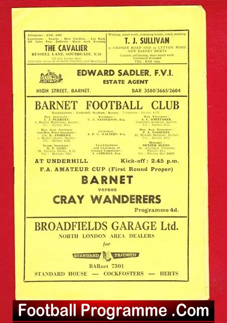 Barnet v Cray Wanderers 1961 - Image 2