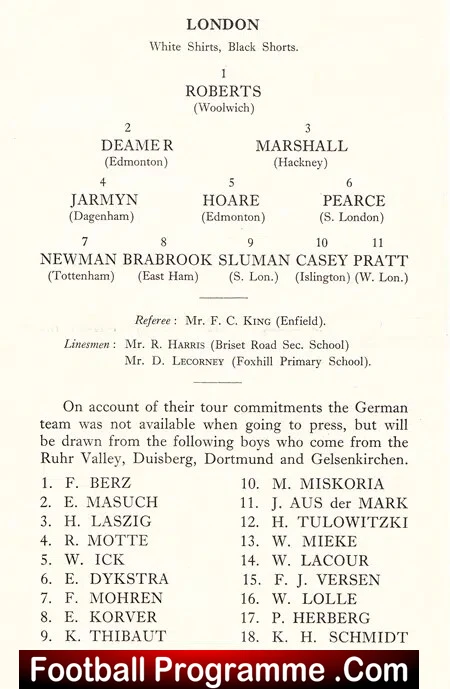 England v Germany 1953 - Schoolboys International at Charlton - Image 3