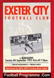 Exeter City v Glasgow Rangers 1992 – Friendly Match