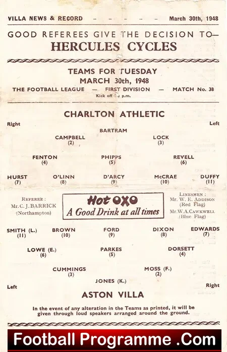 Aston Villa v Charlton Athletic 1948 - Image 3