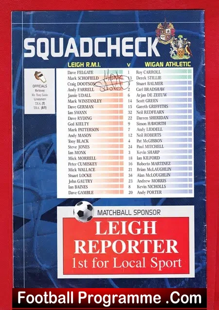 Mark Schofield Testimonial Benefit Match Leigh RMI 2000 - Signed - Image 4