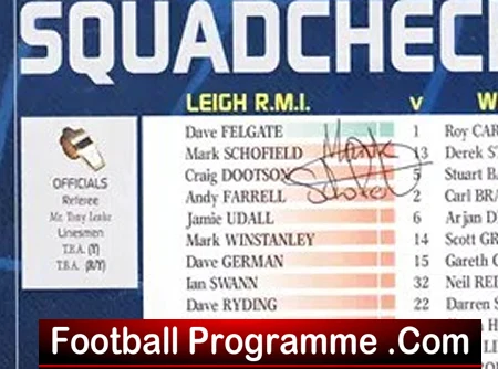 Mark Schofield Testimonial Benefit Match Leigh RMI 2000 - Signed - Image 5