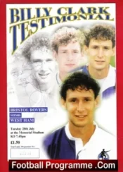 Billy Clark Testimonial Benefit Match Bristol Rovers 1998 Signed