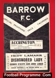 Barrow v Accrington Stanley 1948 – 1940s Football Programme