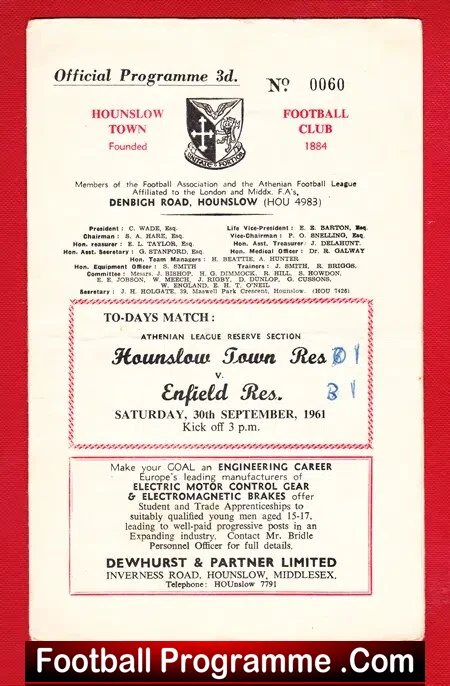 Hounslow Town v Enfield 1961 - Reserves Match - Image 2
