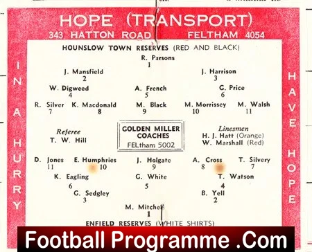 Hounslow Town v Enfield 1961 - Reserves Match - Image 3